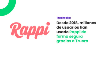 Logo de Rappi. Title: Desde 2018, millones de usuarios han usado Rappi de forma segura gracias a Truora