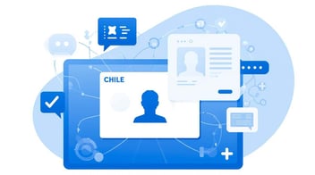 Ilustración de verificación de identidad y documentos chilenos.