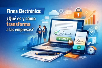 Firma electrónica en dispositivos digitales para optimizar procesos empresariales.