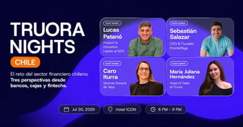 Truora Nights Chile: panel sobre confianza digital con Lucas Patanó (BICE), Sebastián Salazar (ProntoPaga) y Caro Iturra (Tapp), 30 de julio de 2026