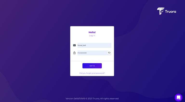 Tela anterior de login da Truora